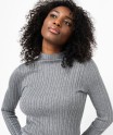 Pull en maille côtelée à col montant femme